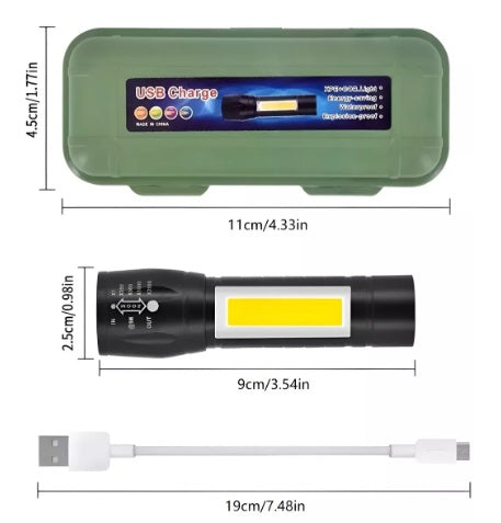 2 Mini Linterna Led Recargable de Bolsillo