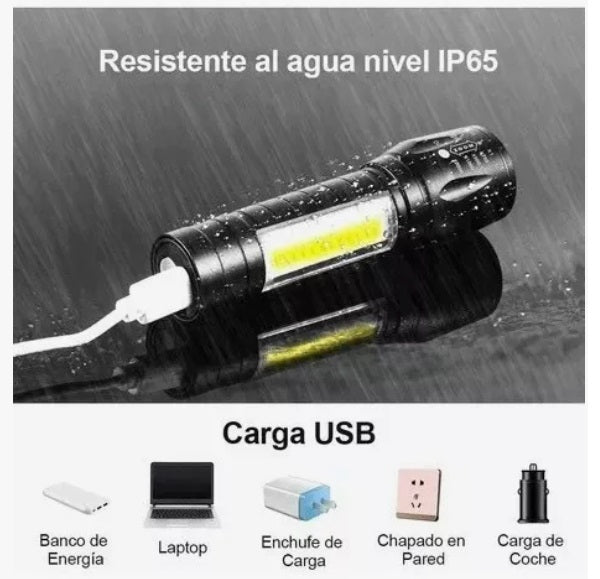 2 Mini Linterna Led Recargable de Bolsillo